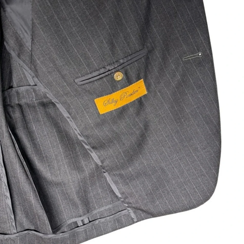 Paul Stuart Wool Pinstripe Blazer Mens 46-40 Regular Gray Made in Canada